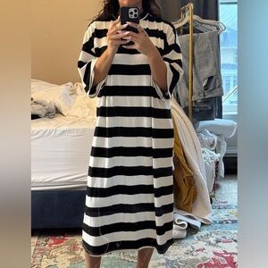 Dressed in LALA Bold Black and White Striped Midi Dress